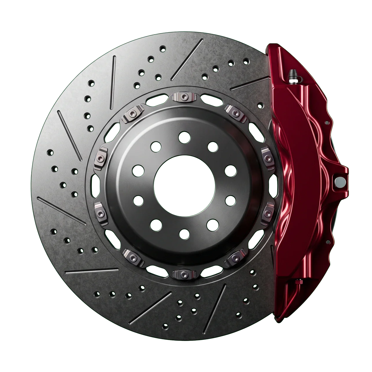 NX-01 Braking — two-piece floating disc and six-piston caliper